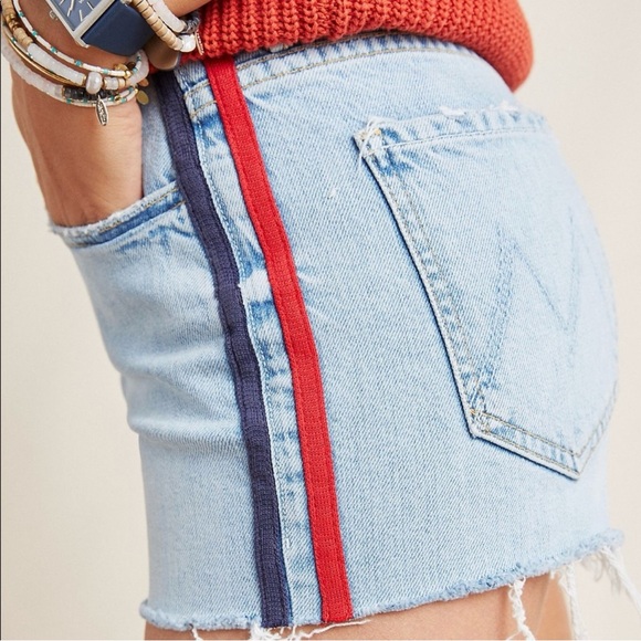 MOTHER Easy Does It Shorts Thanks Again Racer Striped Raw Hem Anchor Nautical 28 - Picture 2 of 14
